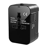 Reiseadapter Weltweit Universal Reisestecker mit USB C, Internationaler Steckdosenadapter mit 2 USB Universal AC Steckdose Travel Adapter für USA UK AUS EU England Thailand Italien Deutschland