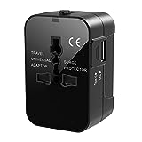 Reiseadapter Weltweit Universal Reisestecker mit USB C, Internationaler Steckdosenadapter mit 2 USB Universal AC Steckdose Travel Adapter für USA UK AUS EU England Thailand Italien Deutschland