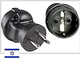 DINIC Reisestecker, Stromadapter für Israel, 3-Pin Reiseadapter (1 Stück, schwarz)